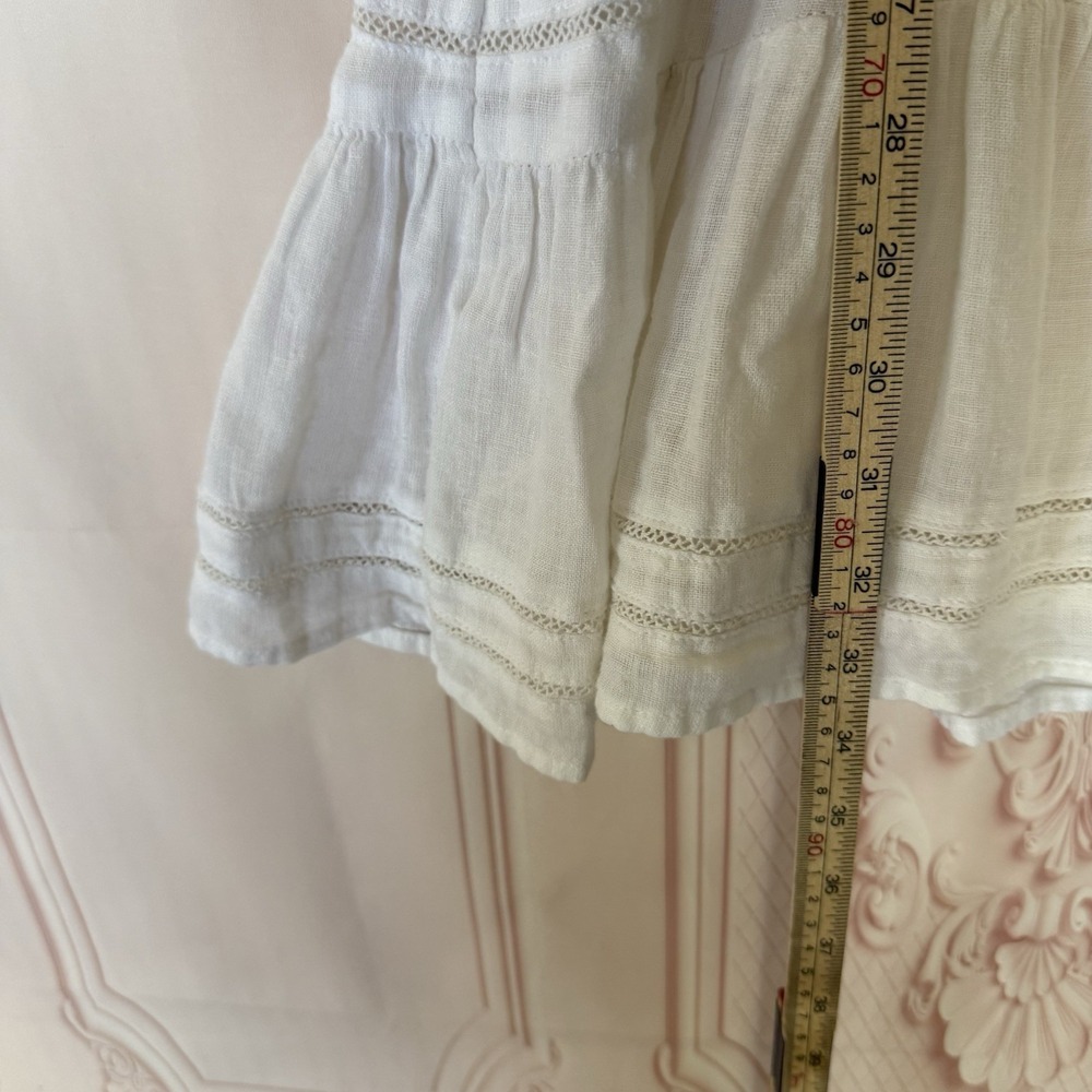 Rails Tara Smocked Crochet Inset Dress White Women's Size XS Linen Blend Boho - Picture 7 of 10